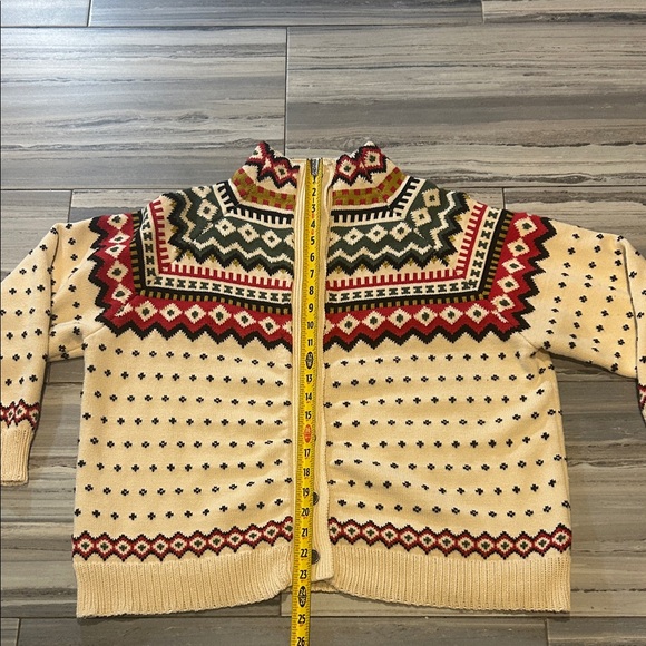 Found Cream and Red Patterned Cardigan Sweater - Picture 15 of 16